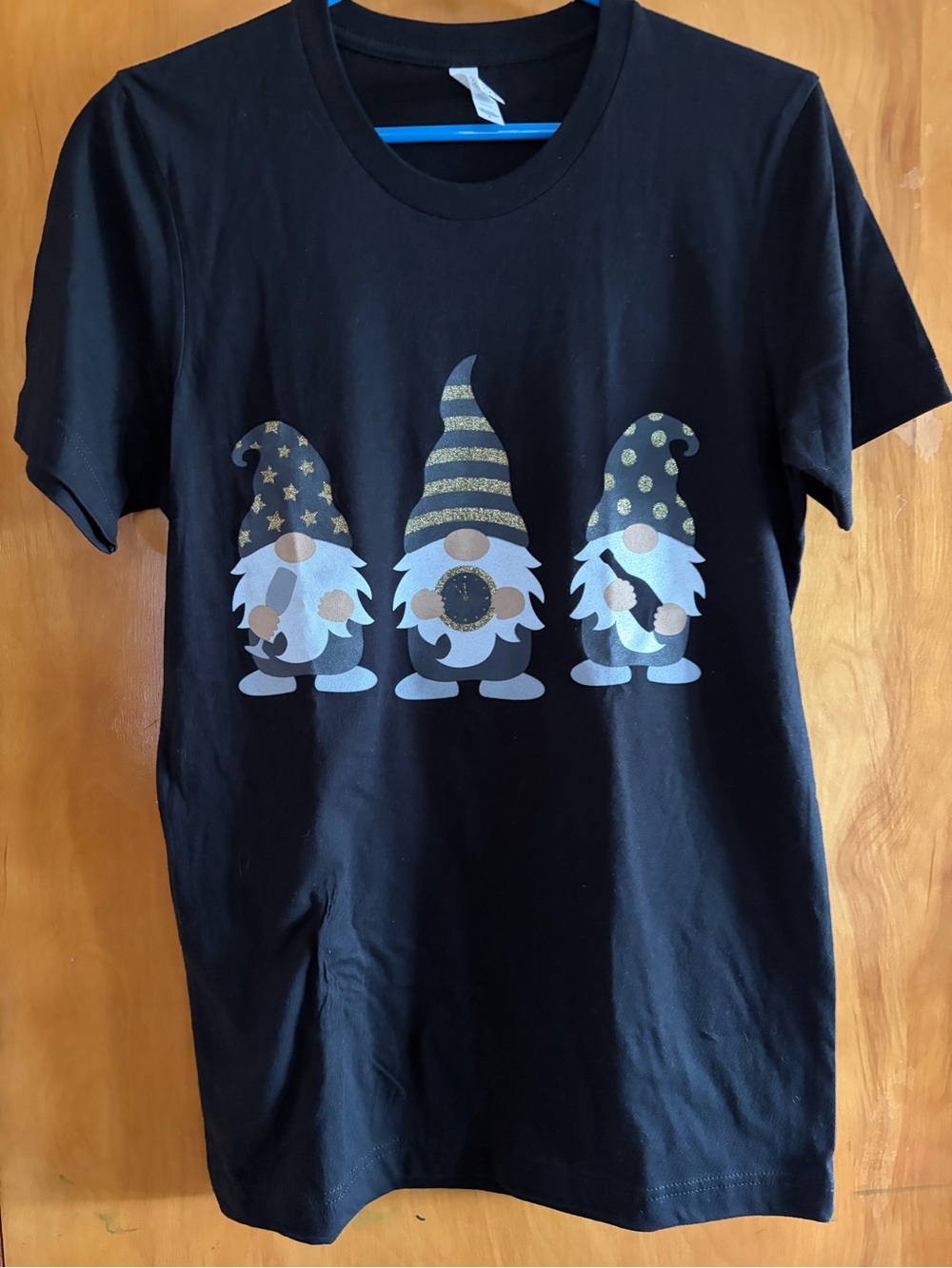 Black Gnome New Years Shirt with Gold Accent